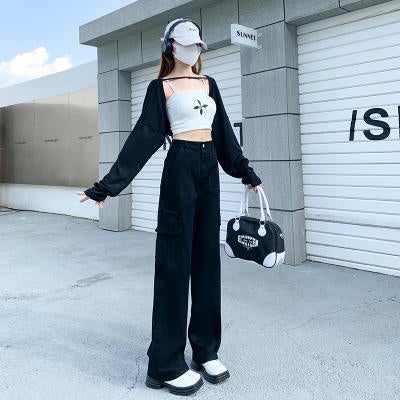 Summer High Waist Slim Fit Womens Casual Work Pants Black