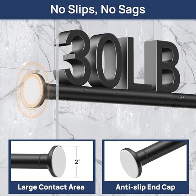 ENJOYBASICS Matte Black Shower Curtain Rod 30-76In (76.2-193.04cm) - Image 3