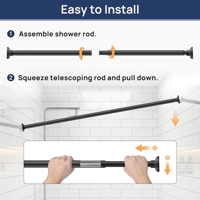 ENJOYBASICS Matte Black Shower Curtain Rod 30-76In (76.2-193.04cm) - Image 5