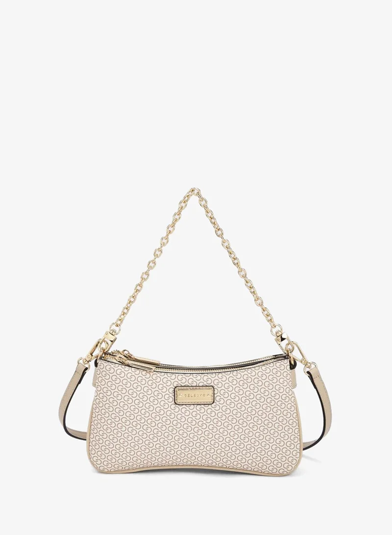 Celeste Monogram Print Crossbody Bag With Zip Closure