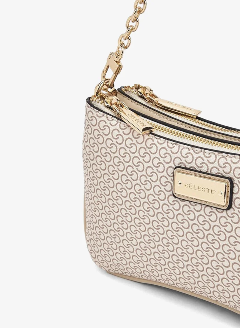 Celeste  Monogram Print Crossbody Bag With Zip Closure for Women | Best Price UAE