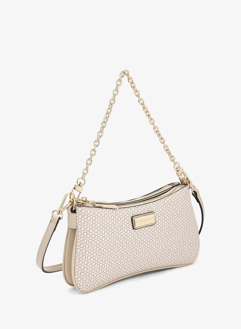 Celeste  Monogram Print Crossbody Bag With Zip Closure for Women | Best Price UAE