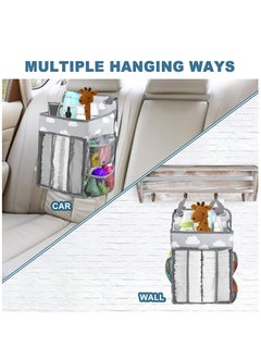 Y&D Diaper Caddy Hanging Organizer Nursery Nappy Organiser Holder Stacker for Baby Crib Changing Table Playard Wall Shower Bedside Storage Grey  - Image 5