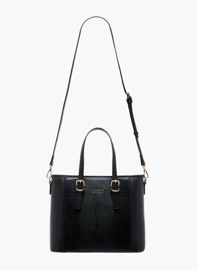 Celeste Women's Textured Tote Bag with Double Handles and Detachable Strap