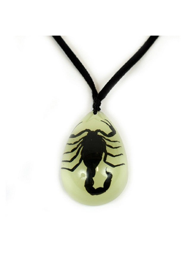 Black Scorpion Necklace, Glow In The Dark, Leather