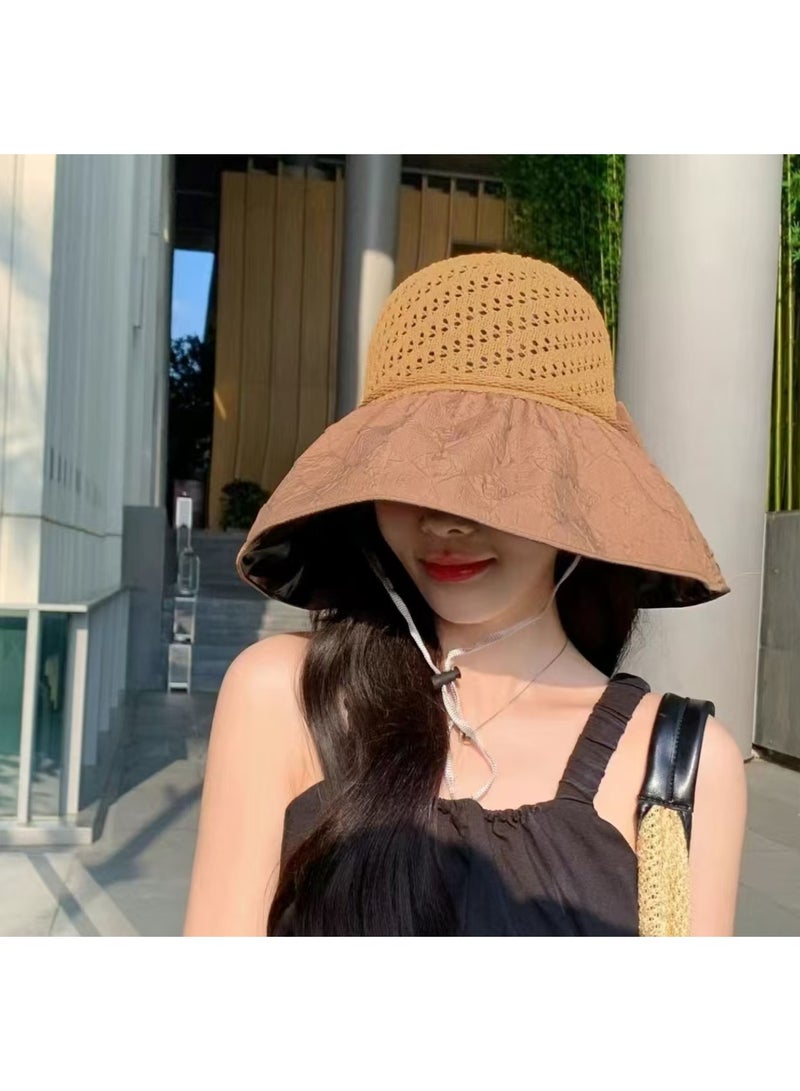 New Storage Bow Sunscreen Hat for Summer Sunshade, UV Protection, Outdoor Versatile, Large brimmed Fisherman's Hat  - Image 2
