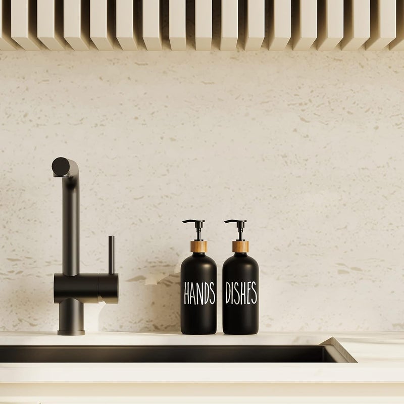 Aeakey Dish Soap Dispenser for Kitchen Sink.Glass Hand Soap Dispenser, Modern Farmhouse Decor for Bathroom,Kitchen Sink Decor - Image 4