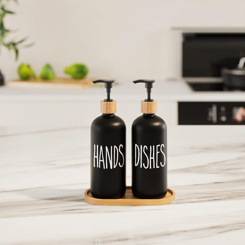 Aeakey Dish Soap Dispenser for Kitchen Sink.Glass Hand Soap Dispenser, Modern Farmhouse Decor for Bathroom,Kitchen Sink Decor - Image 3