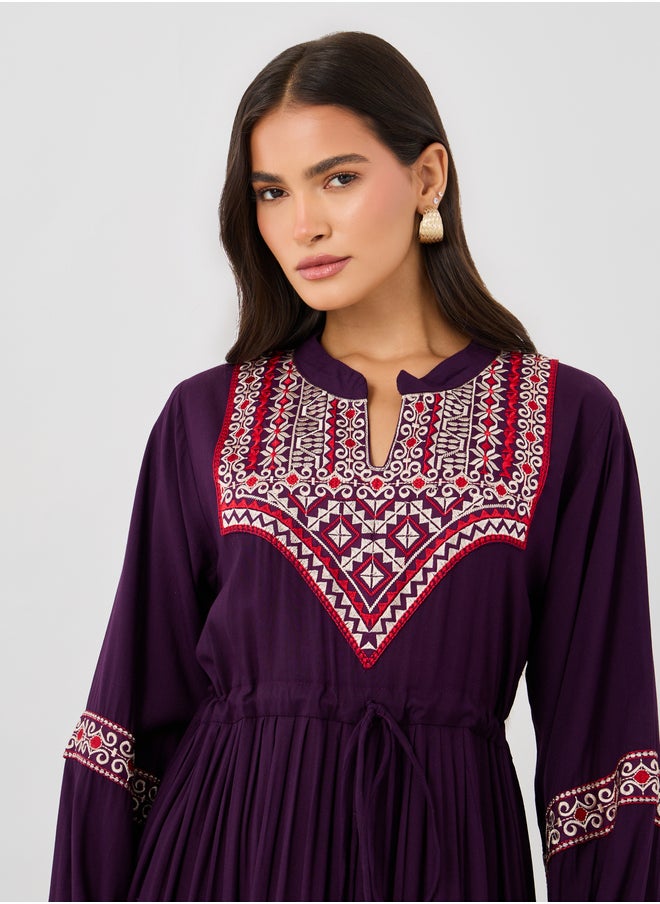 Maxim Creation Embroidered A-Line Jalabiya with Ruched Waist Detail  - Image 3