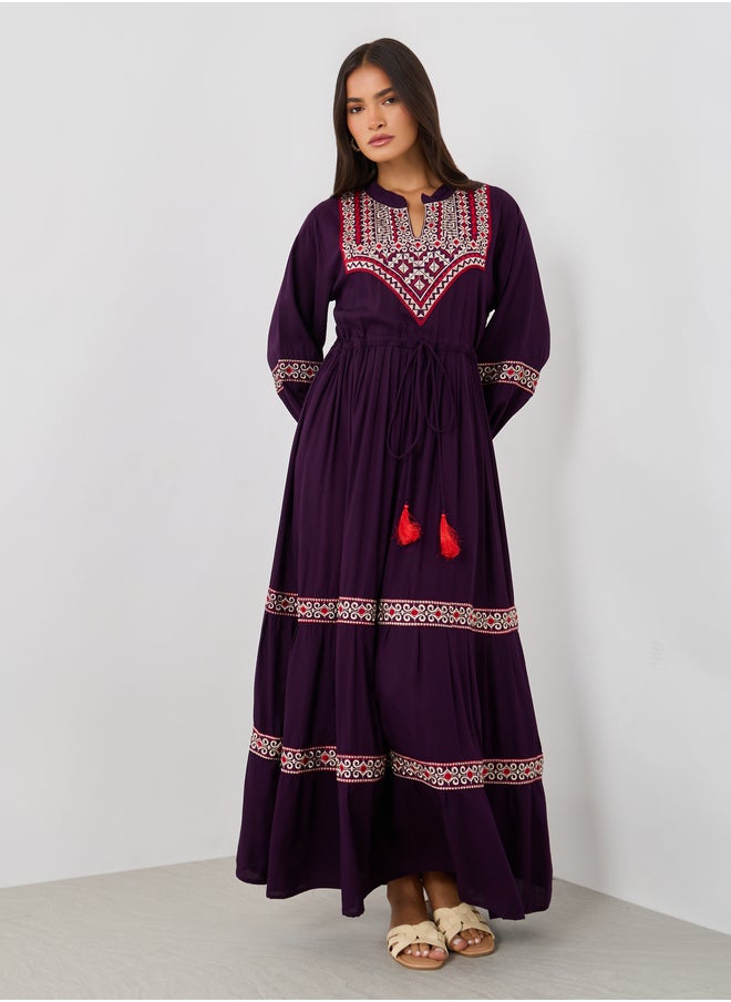 Maxim Creation Embroidered A-Line Jalabiya with Ruched Waist Detail  - Image 2