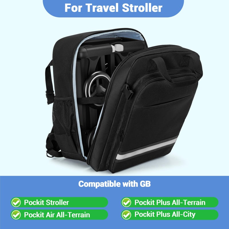 HODRANT حقيبة سفر لعربة الأطفال HODRANT متوافقة مع GB Pockit و Pockit Air Plus، حقيبة ظهر خفيفة لأساسيات السفر بالطائرة وفحص البوابة، حقيبة فقط - Image 2