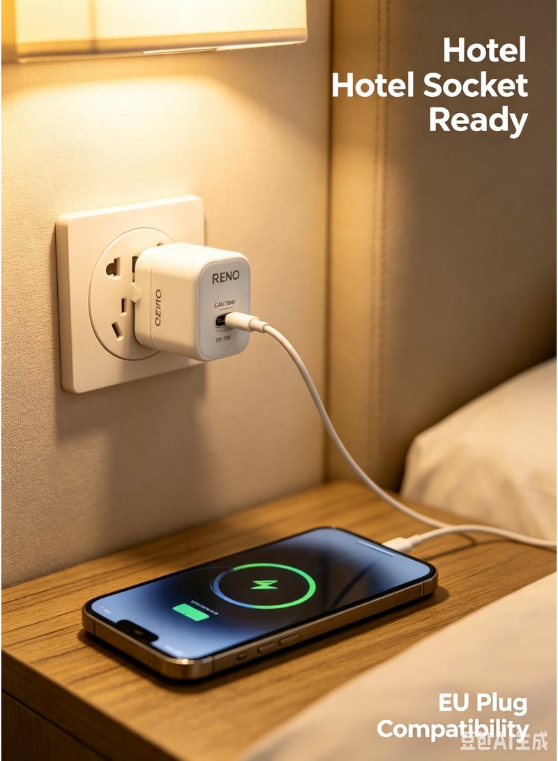 RENO RC-93 20W GaN PD Super Fast Charger - Pocket-Sized Single USB-C Wall Adapter (EU Plug) - Image 4