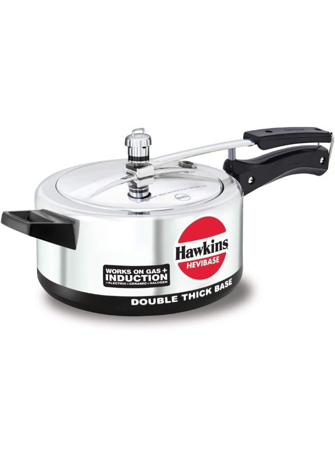 Hawkins 3.5Liters Hevibase Aluminium Pressure Cooker with Inner Lid, 6.35mm Thick base, Induction compatible(IH35), Silver Silver - Image 1