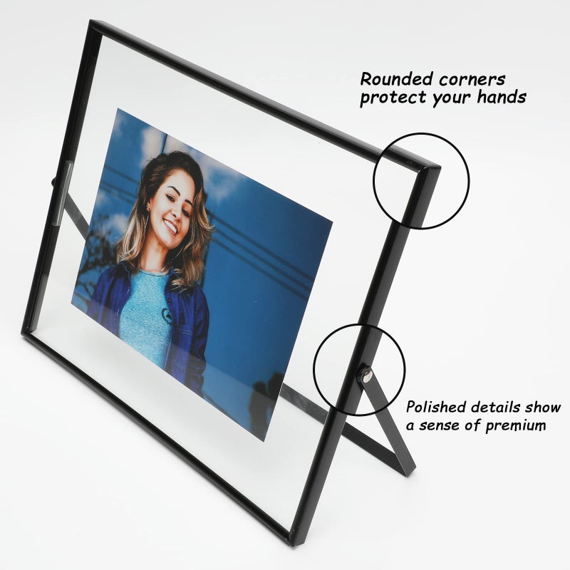 أهاجو Ahago Black Floating Frame (8x10 أفقيًا) للصورة 7x9 6x8 5x7 إطار الصورة على الطاولة المنزل أو ديكور المكتب أنيق لعيد العطلة أو الزفاف - Image 3