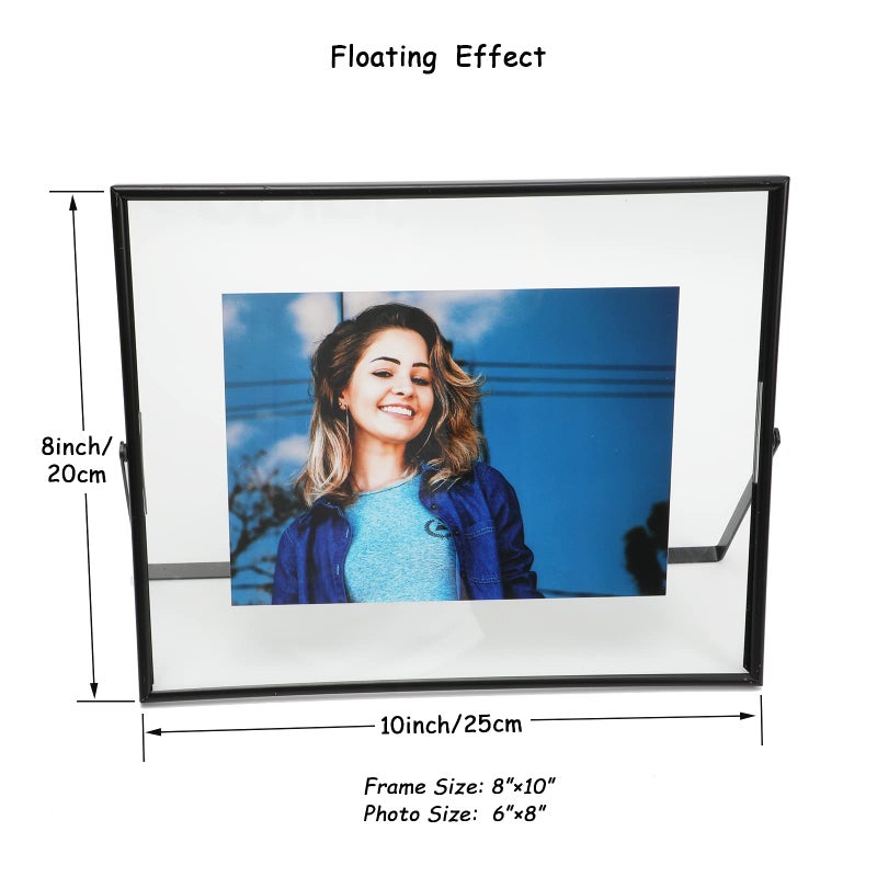 أهاجو Ahago Black Floating Frame (8x10 أفقيًا) للصورة 7x9 6x8 5x7 إطار الصورة على الطاولة المنزل أو ديكور المكتب أنيق لعيد العطلة أو الزفاف - Image 2