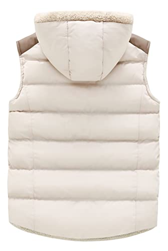 ZSHOW Women's Puffer Vest Thicken Warm Winter Vest Hooded Fleece Jacket(Creamy White,Medium) - Image 2