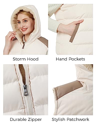 ZSHOW Women's Puffer Vest Thicken Warm Winter Vest Hooded Fleece Jacket(Creamy White,Medium) - Image 5
