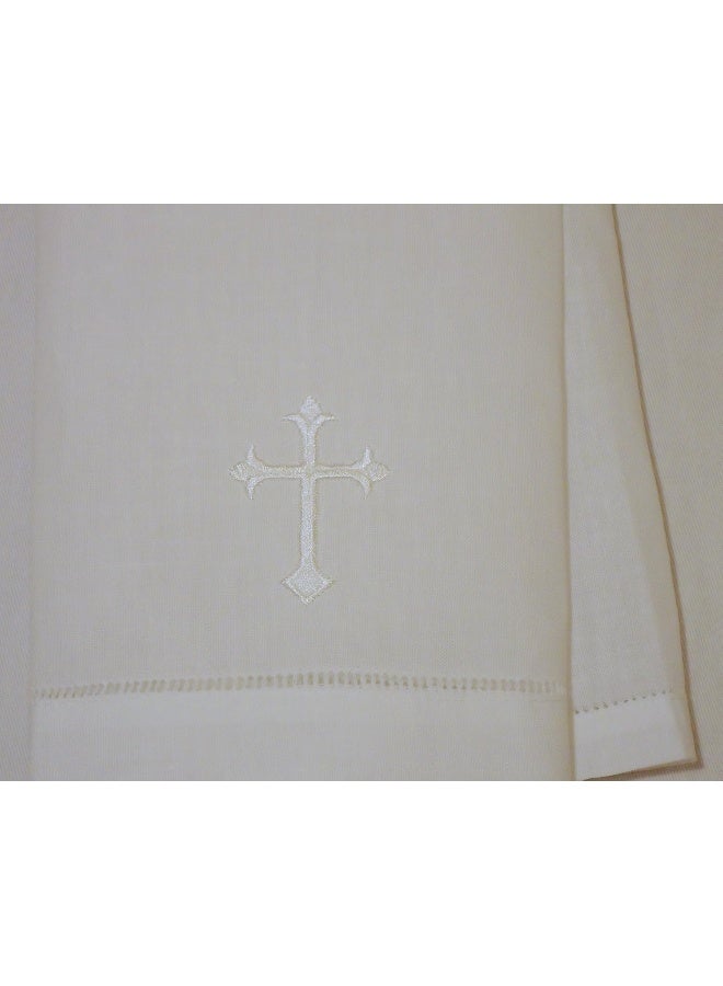 Integrity Designs White Linen Baptism Cloth with White Cross Towel Size - Image 2