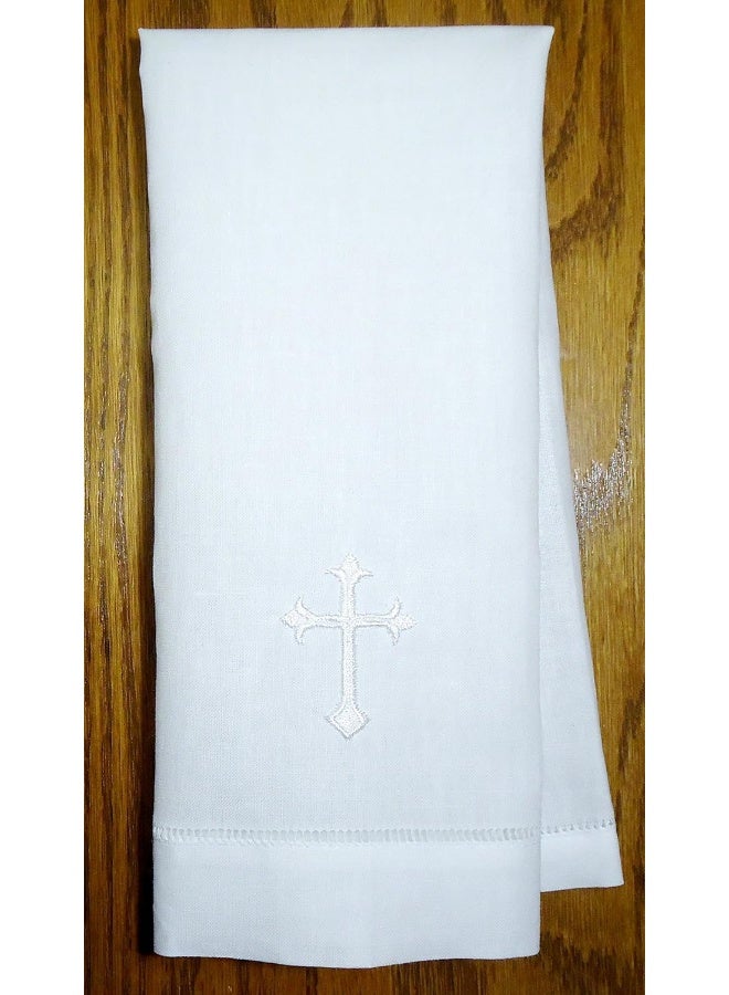 Integrity Designs White Linen Baptism Cloth with White Cross Towel Size - Image 1
