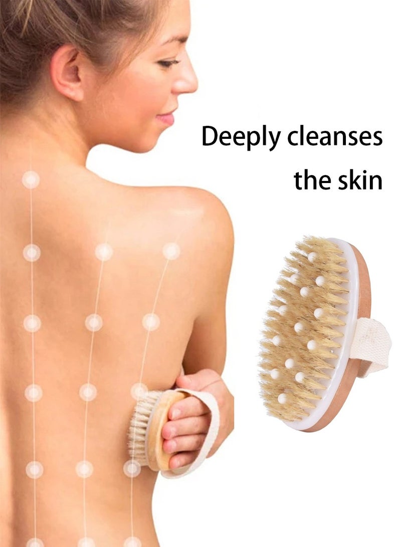 فرشاة الجسم الجافة والاستحمام ، تقليل السيلوليت ، فرشاة جافة للسيلوليت والتصريف اللمفاوي ، فرشاة تقشير مع عقيدات تدليك ناعمة ، فرشاة دش جهاز تنظيف الجسم - Image 3