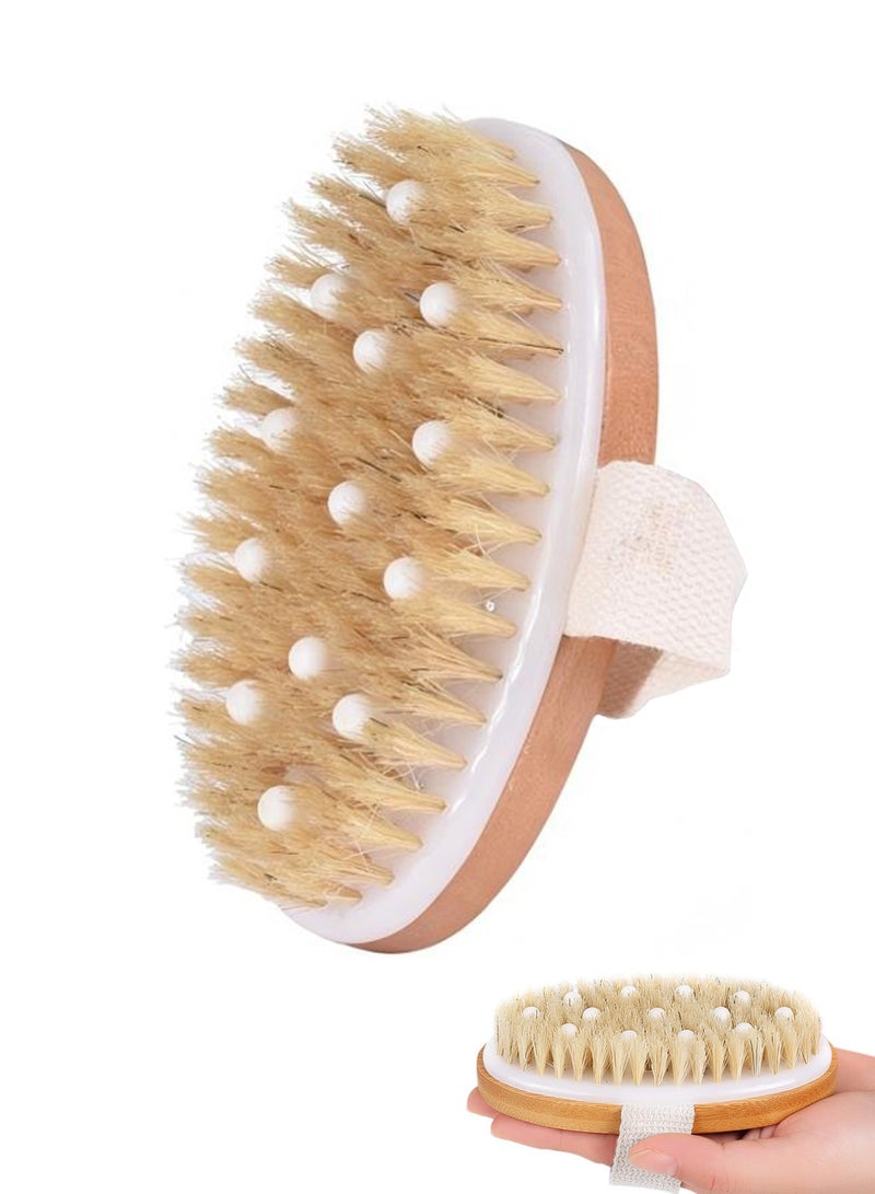 فرشاة الجسم الجافة والاستحمام ، تقليل السيلوليت ، فرشاة جافة للسيلوليت والتصريف اللمفاوي ، فرشاة تقشير مع عقيدات تدليك ناعمة ، فرشاة دش جهاز تنظيف الجسم - Image 1