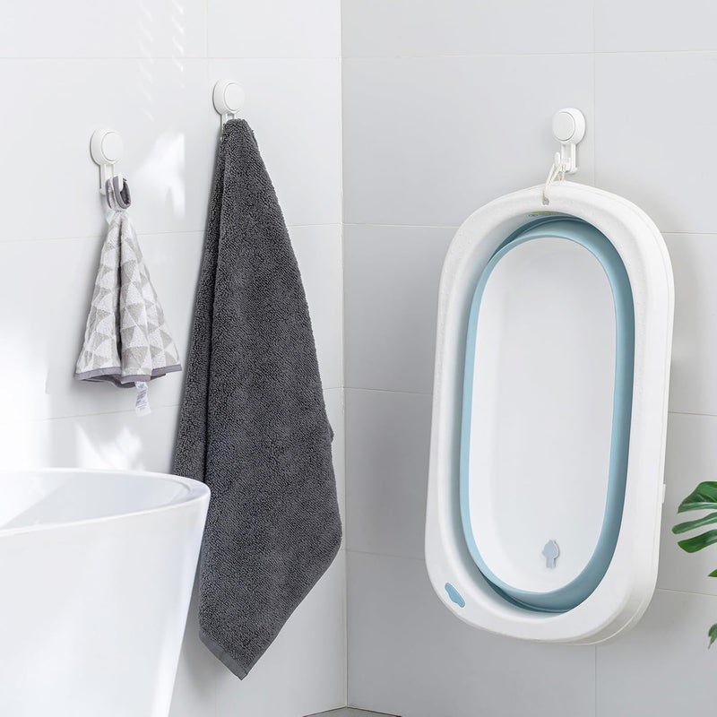 Taili Suction Cup Hooks Pack of 4 No Drilling & Removable 1 Second Installation White Wall Hooks Heavy Duty Suction Cup Hooks Max Hold 11lbs Hooks with Suction Cup for Bathroom/Kitchen/Hotel - Image 3
