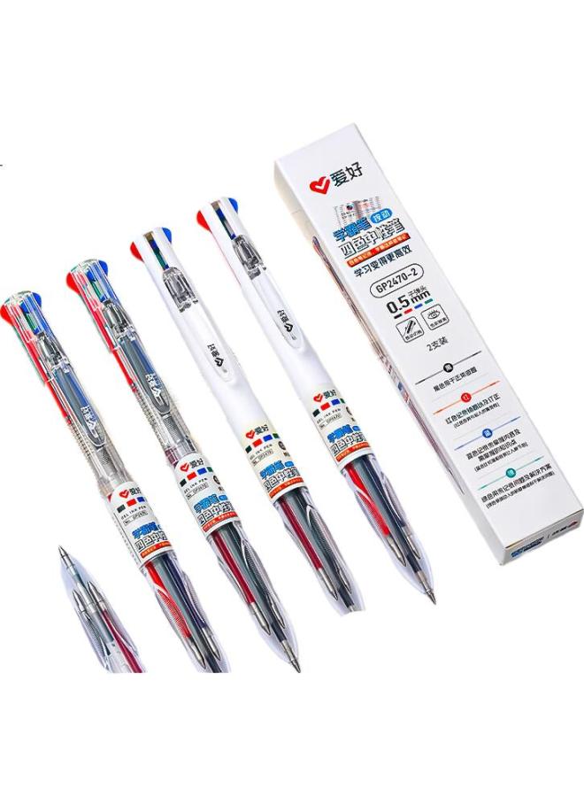 Aihao Four-In Multifunctional Retractable Gel Pen, Black, Red, Blue, Green, Signature Pen, 0.5Mm, Colorful Gel Pen, Bullet Tip, Multi-Color Pen, Gp2470 - Image 1