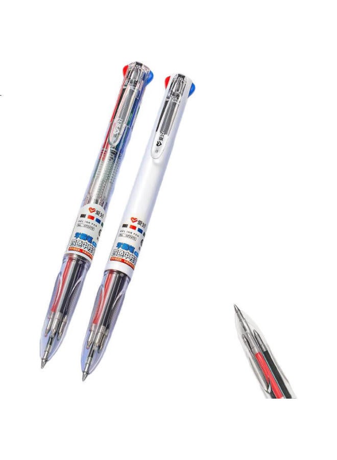 Aihao Four-In Multifunctional Retractable Gel Pen, Black, Red, Blue, Green, Signature Pen, 0.5Mm, Colorful Gel Pen, Bullet Tip, Multi-Color Pen, Gp2470 - Image 2