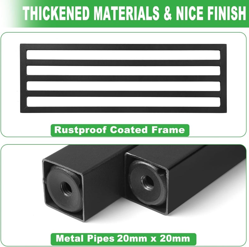 Dipion 2 Pack Metal Plant Stand Outdoor Plant Shelf Indoor,1 Tier Heavy Duty Plant Stands for Multiple Plants,26" L x 10.12" H x 8.75" W,Black - Image 2