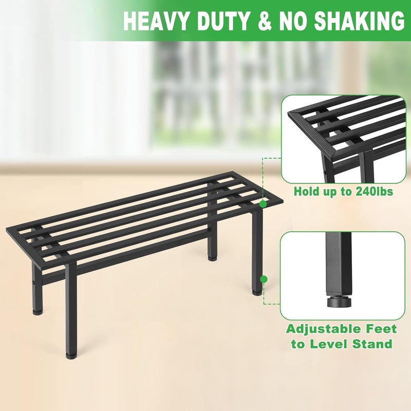 Dipion 2 Pack Metal Plant Stand Outdoor Plant Shelf Indoor,1 Tier Heavy Duty Plant Stands for Multiple Plants,26" L x 10.12" H x 8.75" W,Black - Image 3
