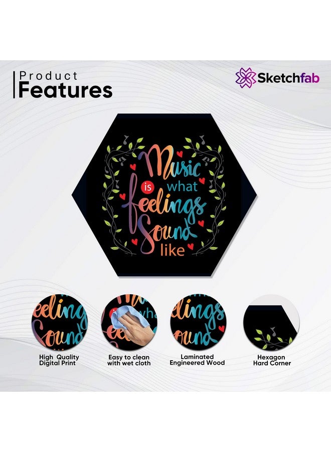 Sketchfab MUSIC IS WHAT FEELINGS SOUND LIKE Motivational Quotes Designer Decorative Wall Art | Office Living Room Bedroom Gift Decoration Beautiful Painting Hanging Items Set of 3 Pieces 17 INCH - Image 2