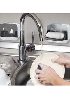 KASTWAVE Bar Soap Holder, 4 Pack Soap Dish Holder Shower Wall Mounted Bar Soap Holder with Drain Flip Waterproof Soap Container Removable Soap Box Holder Adhesive Bathroom Sink Soap Box Dish White  - Image 3