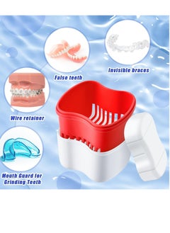 Patelai Patelai 2 Denture Cases Denture Bath Cups with 2 Denture Cleaner Brushes Retainer Cleaner Case Dentures Container Travel Retainer Case Braces Pacifier Storage  - Image 2