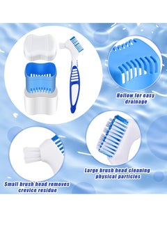 Patelai Patelai 2 Denture Cases Denture Bath Cups with 2 Denture Cleaner Brushes Retainer Cleaner Case Dentures Container Travel Retainer Case Braces Pacifier Storage  - Image 4