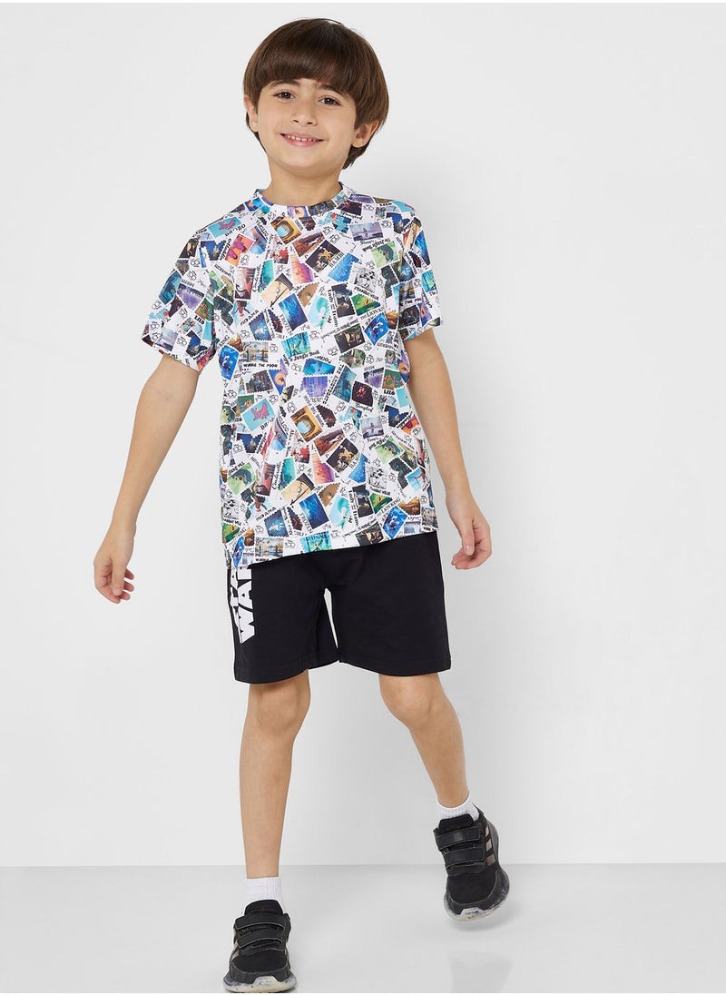 Disney Star Wars Private Label - Boys Starwars All Over Printed T-Shirt And Shorts Set - Image 1