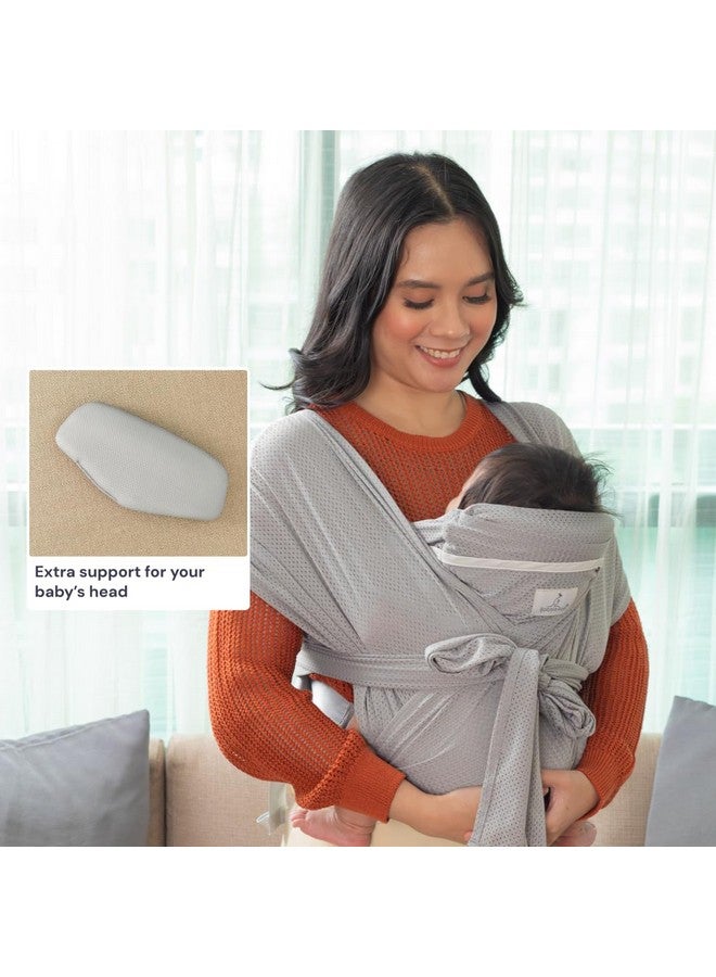 BabbleRoo Baby Wraps Carrier - Baby Essentials Baby Sling Carrier, Secure & Comfortable, Breathable, Easy-to-use, Adjustable M to XXL, Promoting Parent-Child Bonding, Gray - Image 4