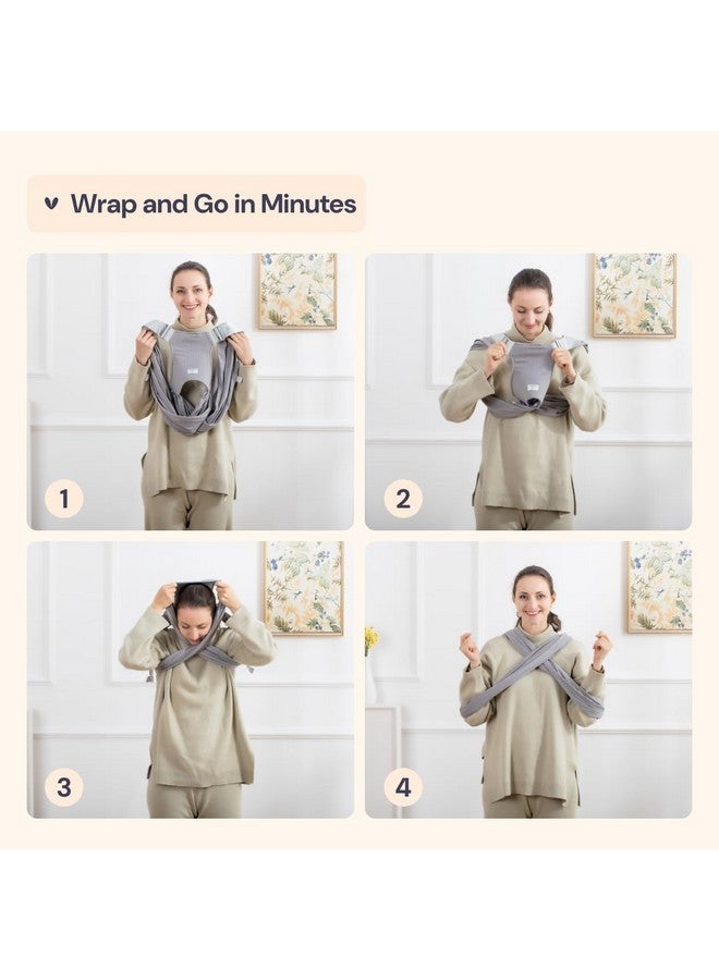 BabbleRoo Baby Wraps Carrier - Baby Essentials Baby Sling Carrier, Secure & Comfortable, Breathable, Easy-to-use, Adjustable M to XXL, Promoting Parent-Child Bonding, Gray - Image 5