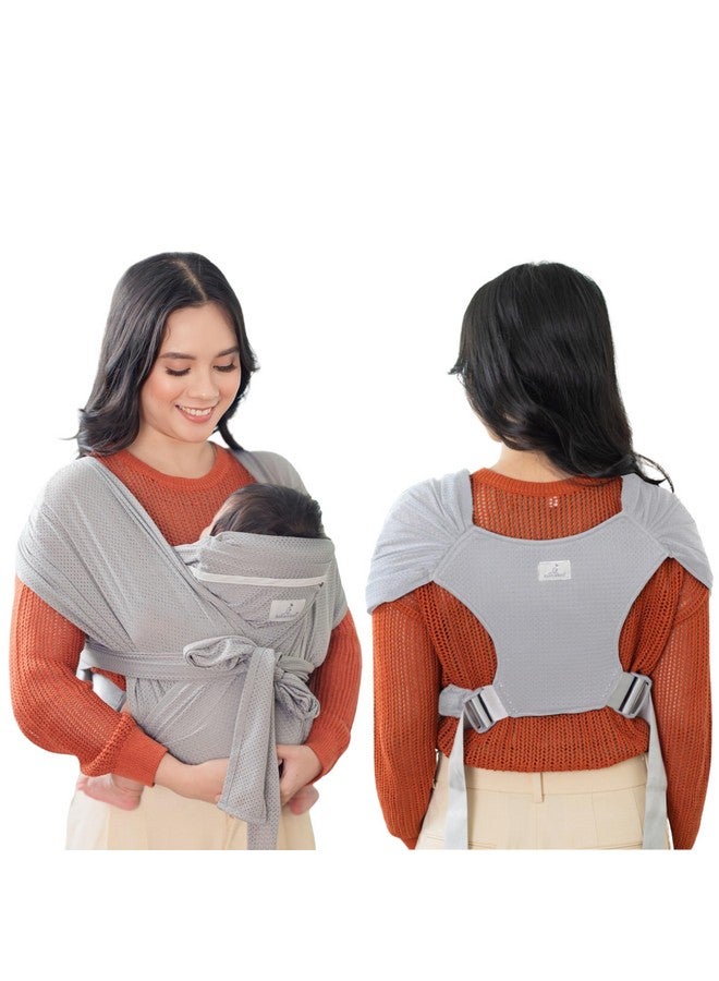 BabbleRoo Baby Wraps Carrier - Baby Essentials Baby Sling Carrier, Secure & Comfortable, Breathable, Easy-to-use, Adjustable M to XXL, Promoting Parent-Child Bonding, Gray - Image 1
