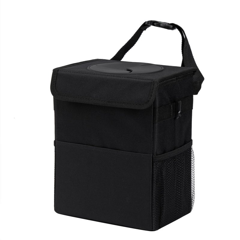 AOKJOY Car Garbage can with lid Leak Proof Vehicle Trash Can 3 Storage Pockets Hanging Waterproof car Trash Bag for SUV Black - Image 1