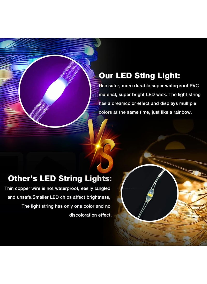 Smart Fairy String Lights 10 Meter 100 LED USB Rice Light with Bluetooth App Remote Control RGB Color Changing Music Sync Dimmable Decorative Light for Home Diwali