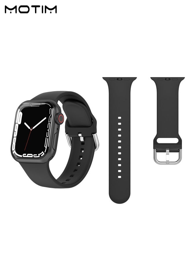 Motim - Sport Band Compatible With Apple Watch 42/44/45mm Solid Color Silicone Strap For iWatch Series SE 9/8/7/6/5/4/3/2/1 - Image 1