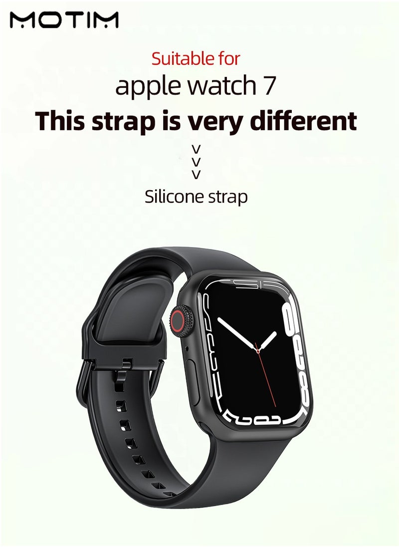 Motim - Sport Band Compatible With Apple Watch 42/44/45mm Solid Color Silicone Strap For iWatch Series SE 9/8/7/6/5/4/3/2/1 - Image 1