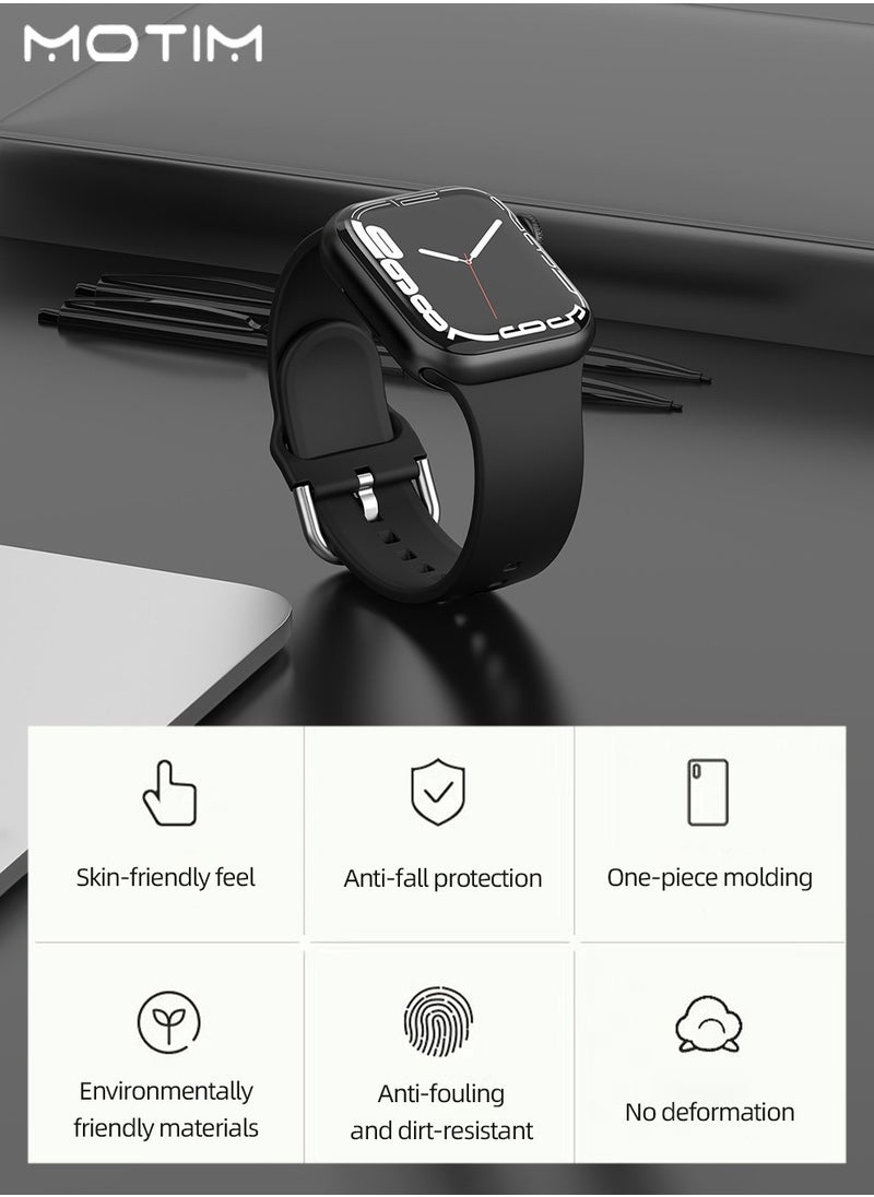 Motim - Sport Band Compatible With Apple Watch 42/44/45mm Solid Color Silicone Strap For iWatch Series SE 9/8/7/6/5/4/3/2/1 - Image 1