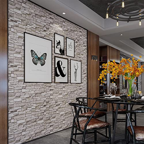 YLL YLL 10PCS 3D Wall Panels Peel and Stick 3D Brick Wallpaper Peel and Stick Faux Stone Wall Panel Foam Brick Self-Adhesive Wallpaper (Rock,10pcs) - Image 4