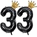 Florisland 40 inch Large Black 33 Balloon Number with Gold Crown Balloons 33th Birthday Big Foil Mylar Helium Balloon for Boys Girls 33th Birthday Anniversary Decorations Supplies FavorsNumber 33 Balloons - Image 2