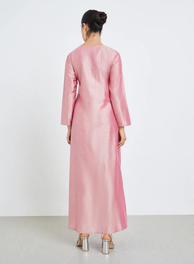 Amirah  Women Pink Embellished A-Line Jalabiya for Women | Best Price UAE