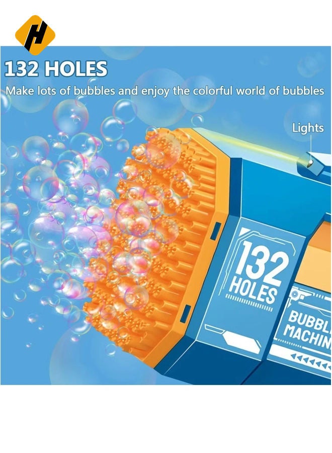 HuHa 132-Hole Gatling Bubble Gun with Colorful LED Lights – Electric Bubble Launcher with Bubble Liquid for Kids & Adults, Perfect for Outdoor & Indoor Parties, Weddings, and Gardens (Blue) - Image 2