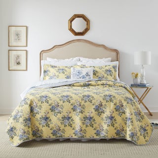 Laura Ashley  King Quilt Set Reversible Cotton Bedding with Matching Shams Lightweight Home Decor for All Seasons Linley Yellow King - pzsku/Z71D42F561330266EAF0AZ/45/1749490617/05167be4-2581-4959-99c7-f0b7a70b9b66