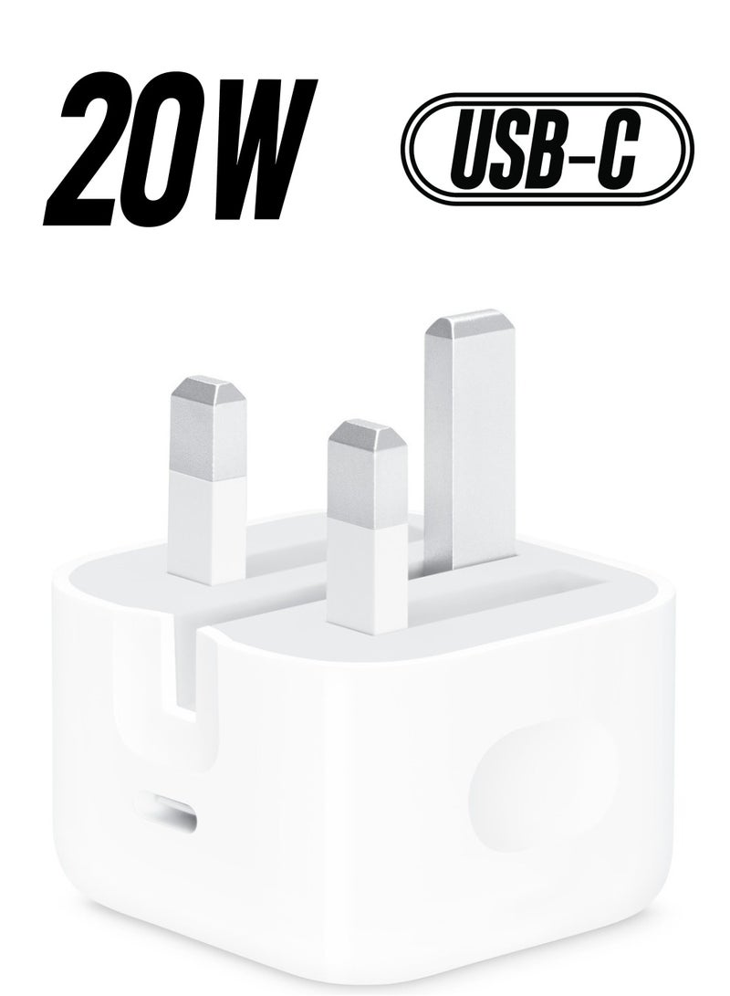 ELTRAZONE Fast Charger Plug, 20W USB C Fast Charger with 2M Cable for iPhone 14 13 12 Pro Max/Mini/Plus,Pad Pro,USBC PD Wall Charging Plug UK Type C Power Adapter and 6FT Cord  - Image 1