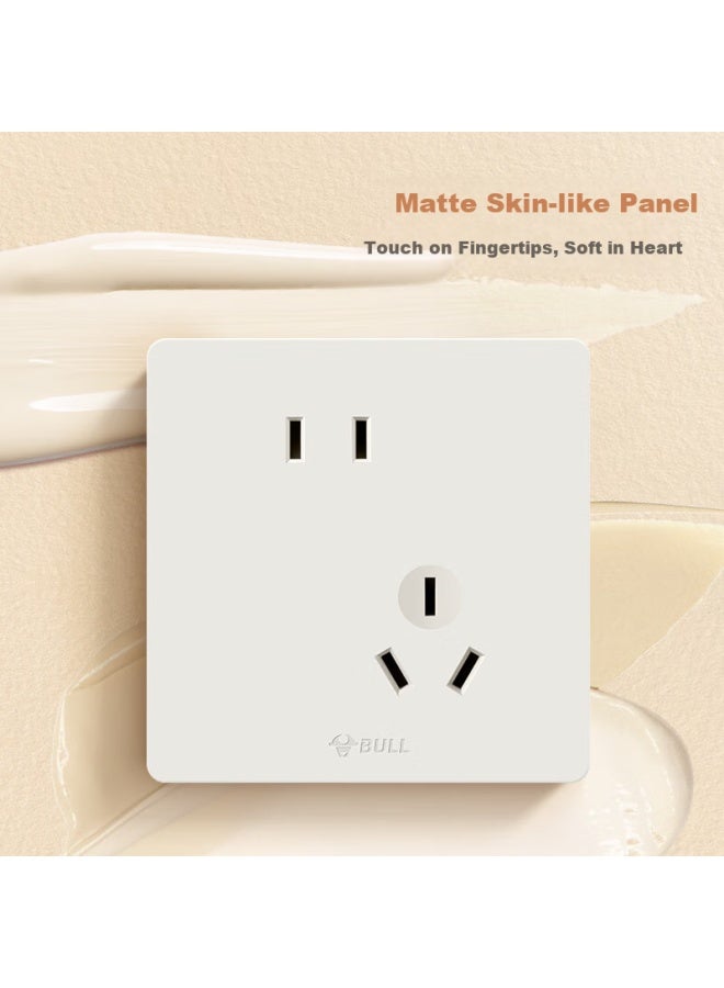 Bull Switch Socket, G12 Skin-feel Matte Cream Style, 10a Slanted Five-hole Socket, G12z223as Creamy Brown - Image 2